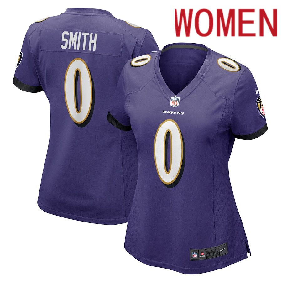 Women Baltimore Ravens #0 Roquan Smith Nike Purple Team Game NFL Jersey->women nfl jersey->Women Jersey